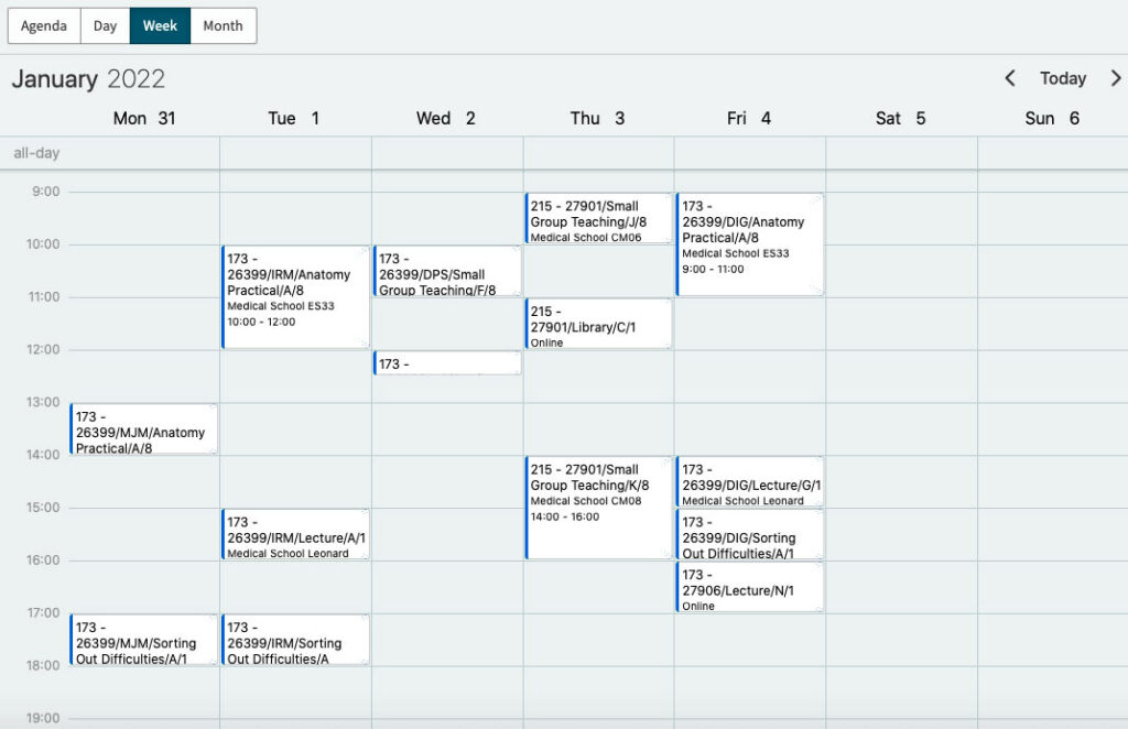 birmingham-medic-timetable